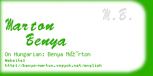 marton benya business card